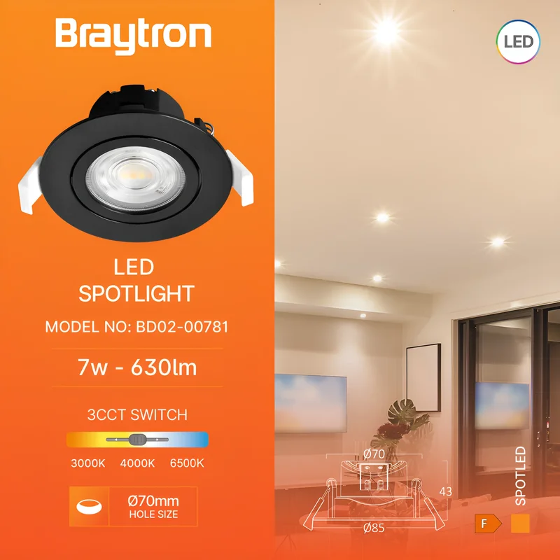Led Spot Einbaustrahler Panel Downlight Einbau Strahler 7W Schwenkbar IP20 (Weiß) – Ansicht 3